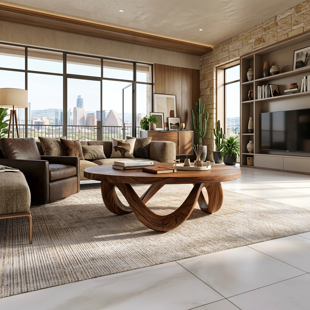 Modern Coffee Table Unique Base Design For Living Room – ET Woodcrafts