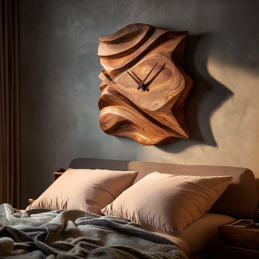 Contemporary Wooden Wall Clock For Bedroom Accent