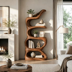Organic Abstract Freeform Bookcase For Designer Living Room