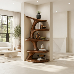Modern Asymmetrical Sculptural Bookcase For Contemporary Living Room