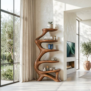 Organic Bookshelf Flowing Curved For Luxury Interior