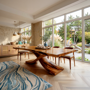 Modern Thick Top Dining Table For Kitchen Dining Area