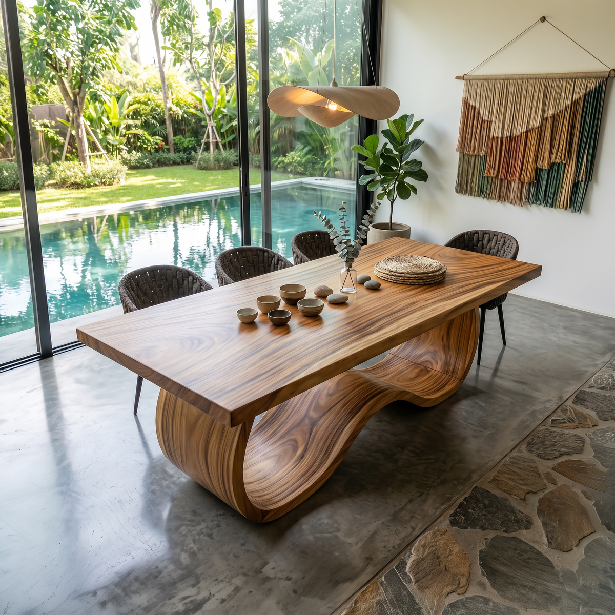 Boho Statement Table For Indoor Pool Dining Area – ET Woodcrafts