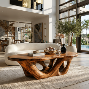 Sculptural Coffee Table With Open Loop Base For Luxury Living