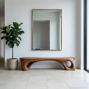 Modern Sculptural Bench With Curved Design For Living Room