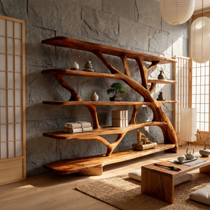 Farmhouse Sculptural Bookcase Storage Organizer For Bedroom Space