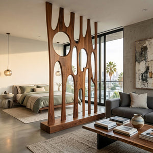 Modern Sculptural Room Divider With Artistic Carved For Bedroom