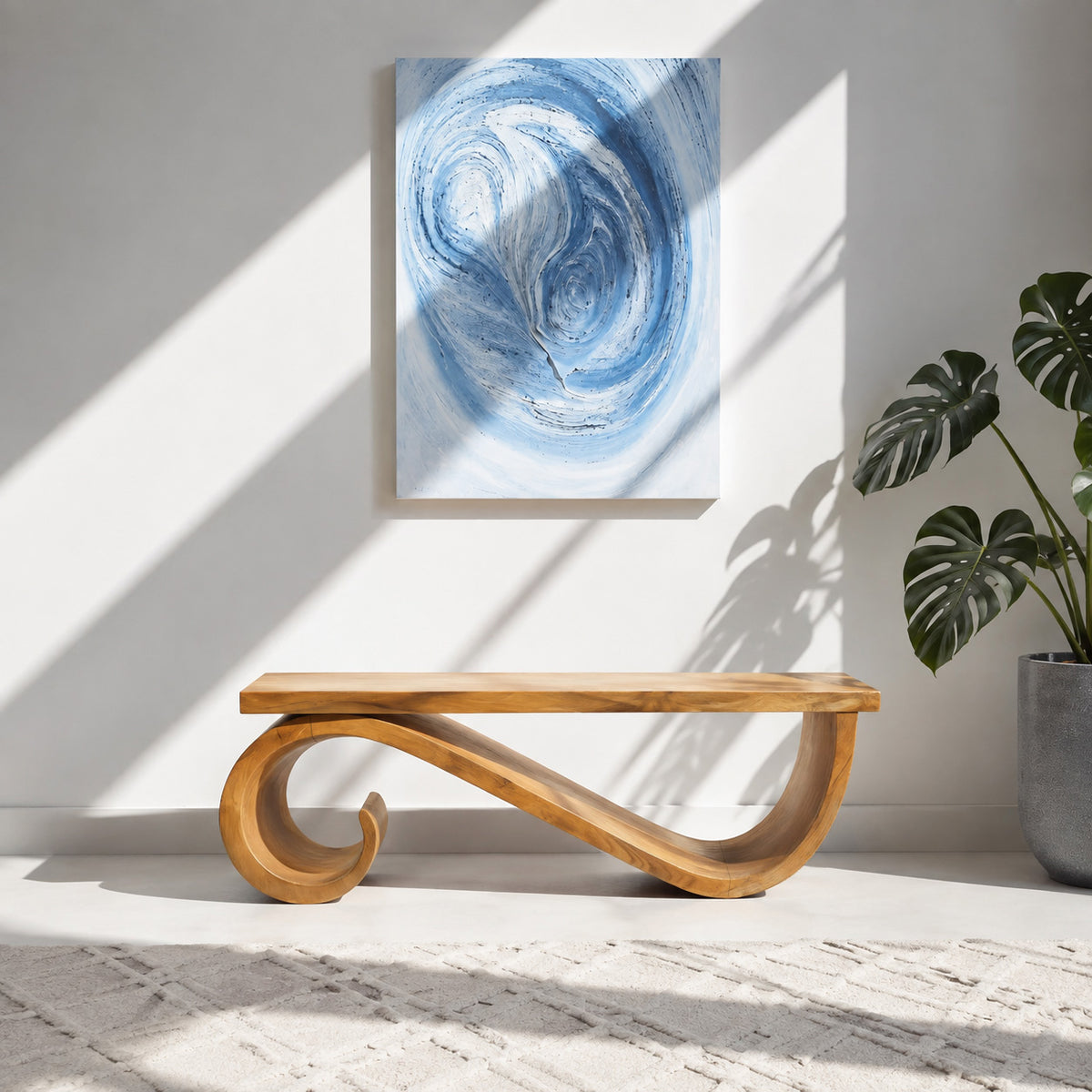 Organic Sculptural Bench For Entryway Or Living Room