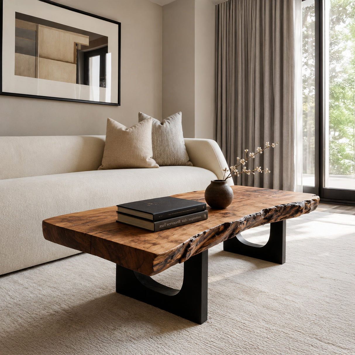 Minimalist Coffee Table Low Live Edge For Living Room