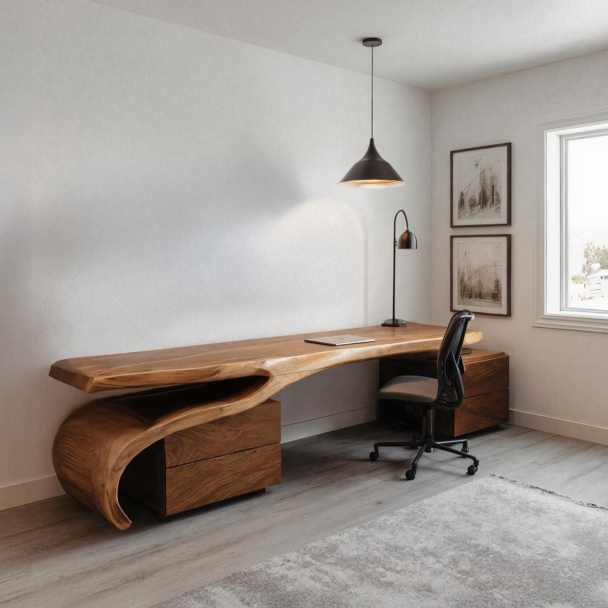 Modern Sculptural Desk With Flowing Design For Home Office