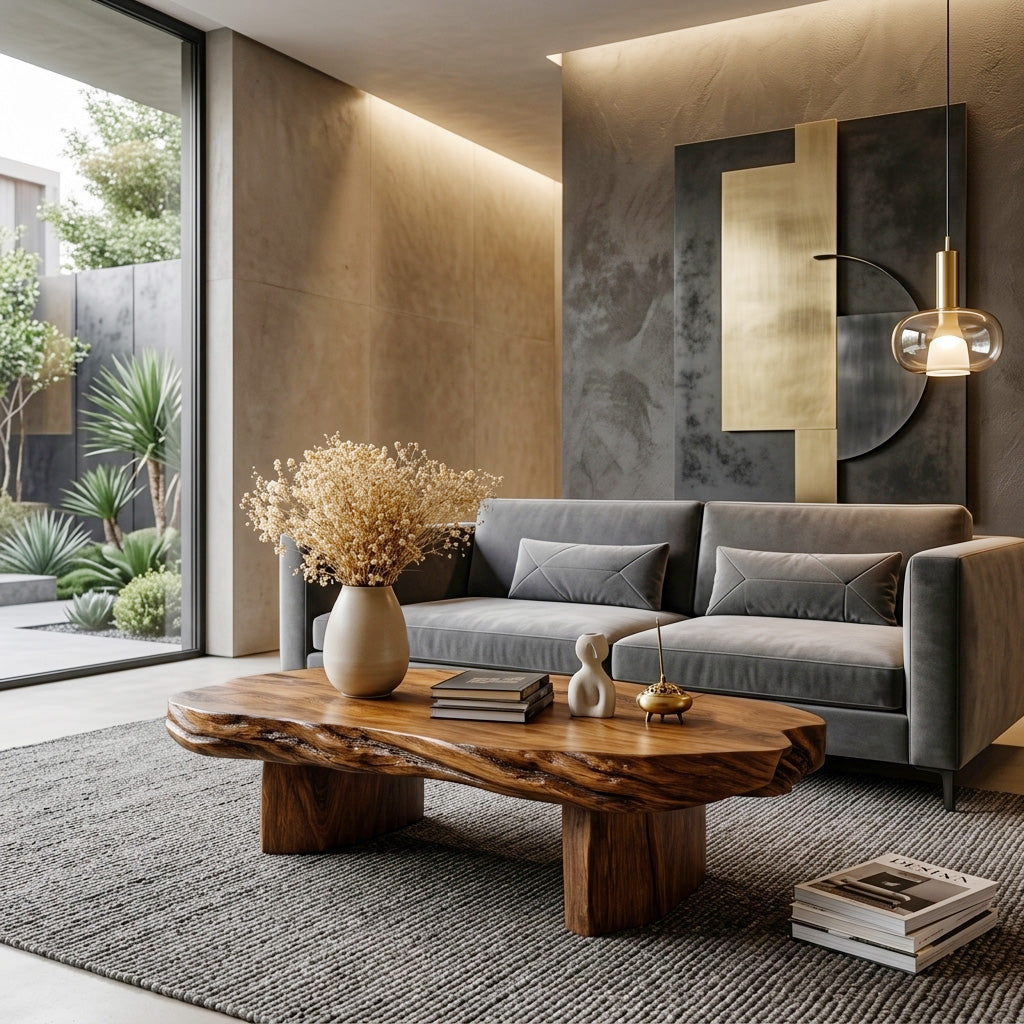 Modern Handcrafted Coffee Table Low Design For Living Room