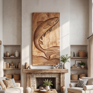 Minimalist Fish Wood Wall Sculpture For Rustic Farmhouse Home Decor