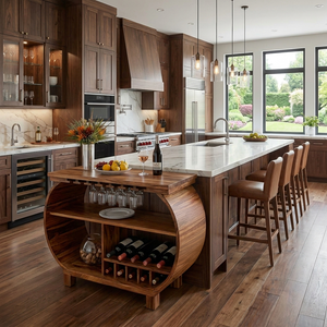 Modern Wooden Bar Cabinet With Glass Holder For Kitchen Island