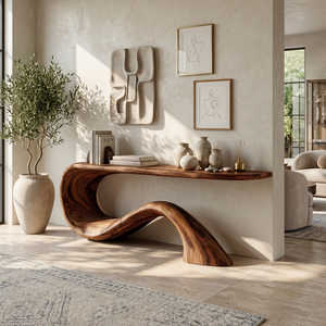 Modern Live Edge Entryway Table Organic Solid Wood For Home Decor