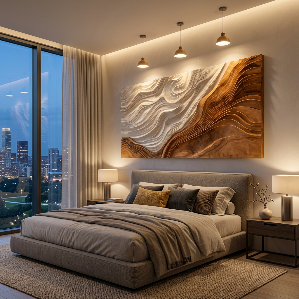 Contemporary Wooden Wave Wall Art For Wall Decor