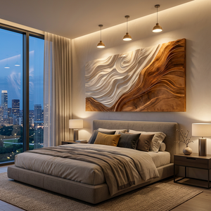 Contemporary Wooden Wave Wall Art For Wall Decor