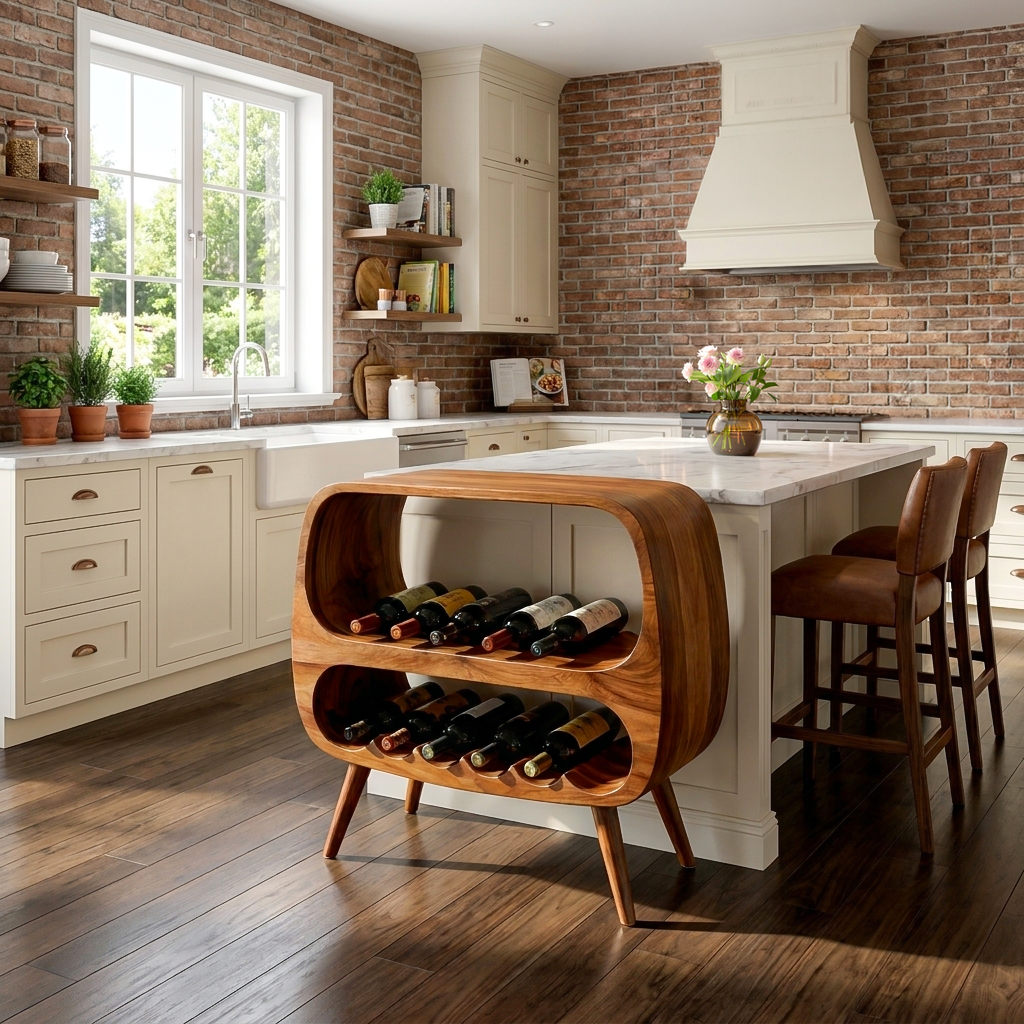 Functional Wine Storage With 2 Tiers For Bar Corner