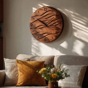 Organic Modern Wood Wave Wall Clock For Living Room