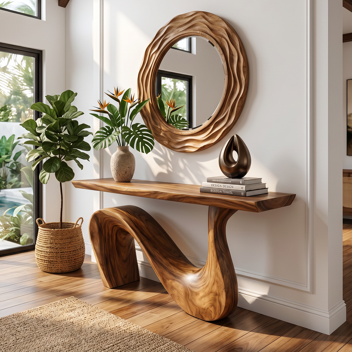 Modern Solid Wood Console Table For Living Room And Entryway Design