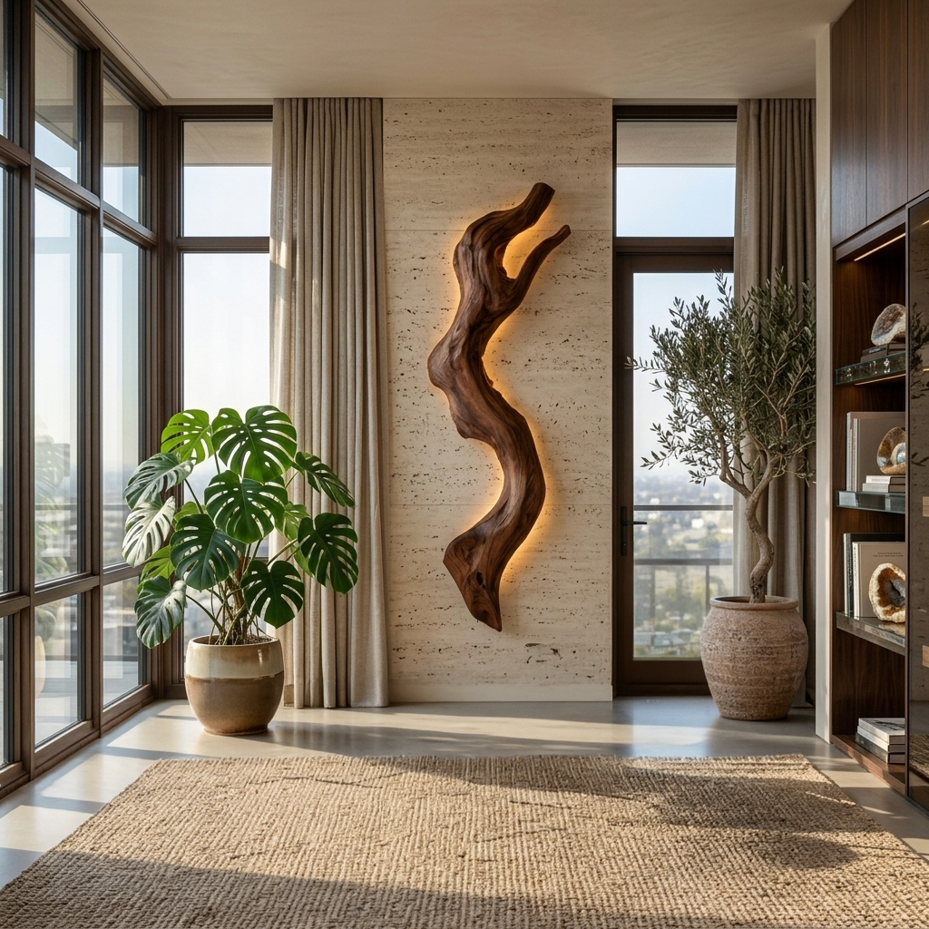 Rustic Natural Wood Wall Lamp For Living Room