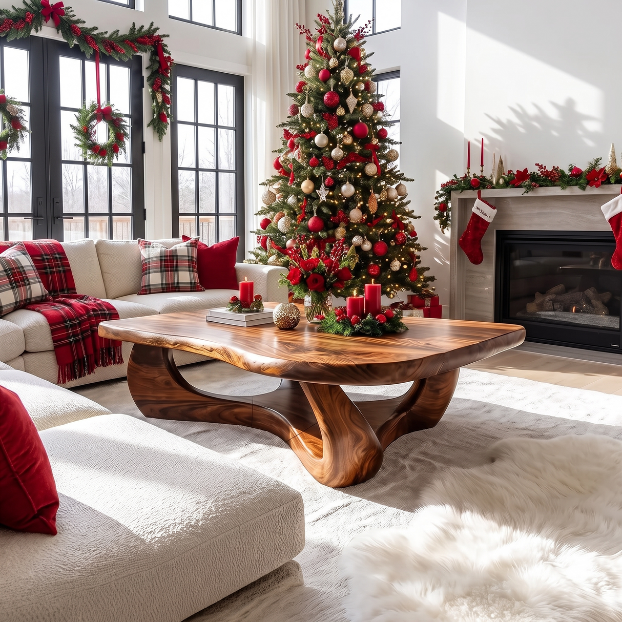 Rustic Wooden Live Edge Coffee Table For Holiday Home Furniture
