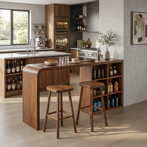 Modern Wooden Bar Table With Storage For Kitchen Or Home Mini Bar