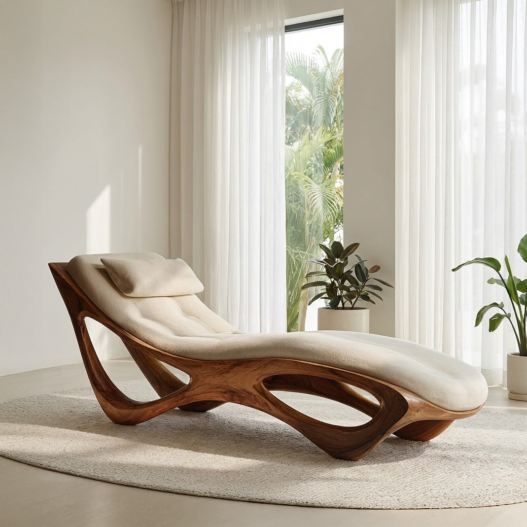 Artistic Natural Wood Lounge Chair For Relaxing Space