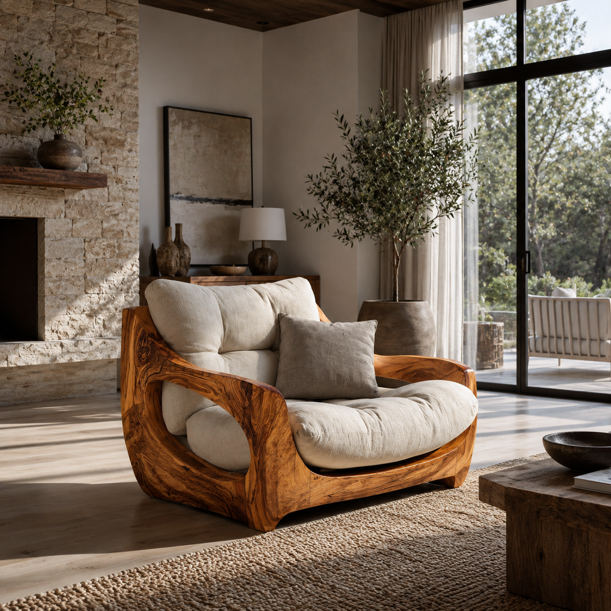 Modern Organic Lounge Seating With Carved Form For Living Room – ET ...