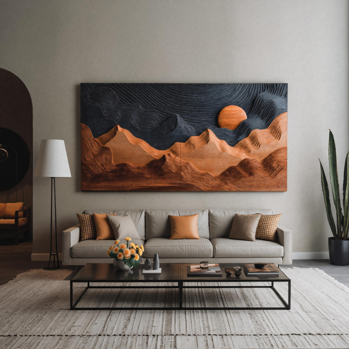 Sunrise Over Mountain Wall Sculpture For Home Decor