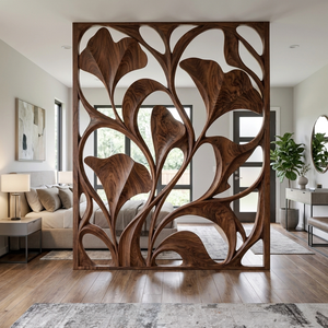 Ginkgo Leaf Room Divider with Openwork Design for Living Room