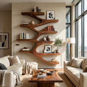 Minimalist Wood Floating Bookshelf For Living Space