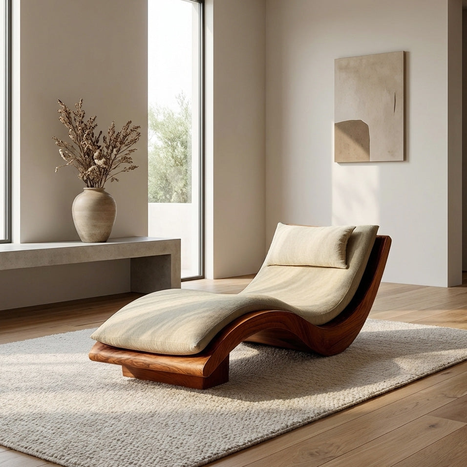 Minimalist Natural Wood Lounge Chair For Bedroom Decor