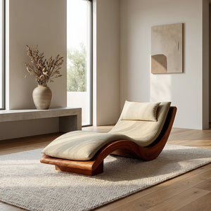 Minimalist Natural Wood Lounge Chair For Bedroom Decor