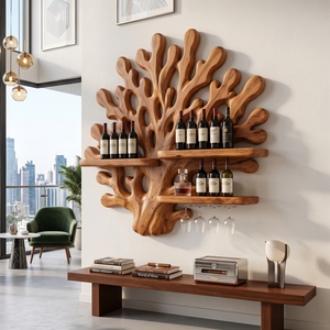 Handcrafted Wabi Sabi Wall Wine Rack For Dining Room
