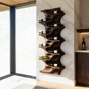 Contemporary Natural Wood Wine Rack For Dining Room Wall Display