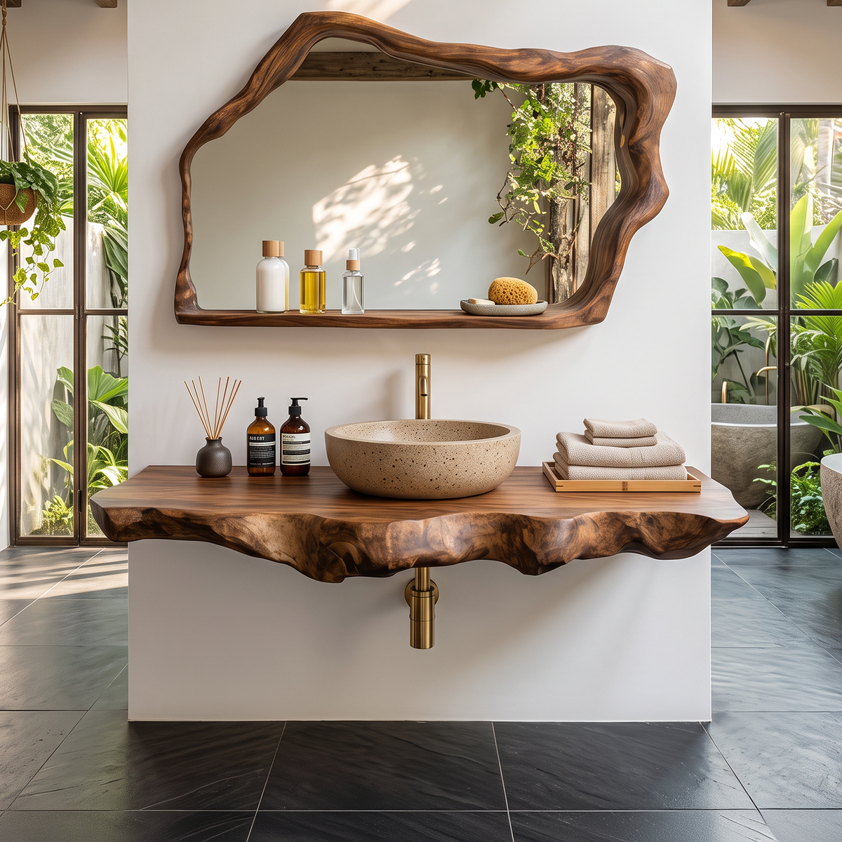 Live Edge Floating Vanity For Bathroom Interior