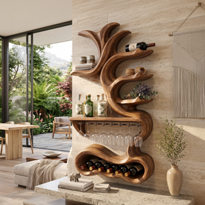 Organic Sculptural Bottle Organizer For Home Bar