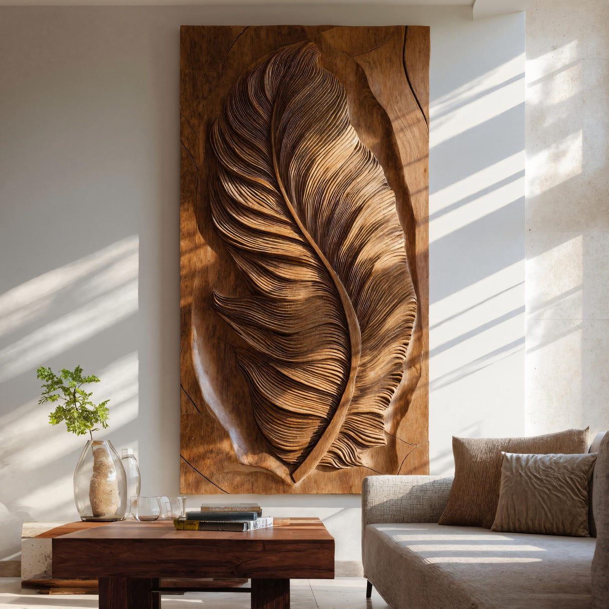 Luxury Organic Feather Wall Sculpture For Home