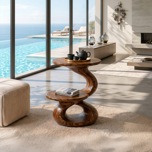 Minimalist Open Shelf Side Table Coastal Villa