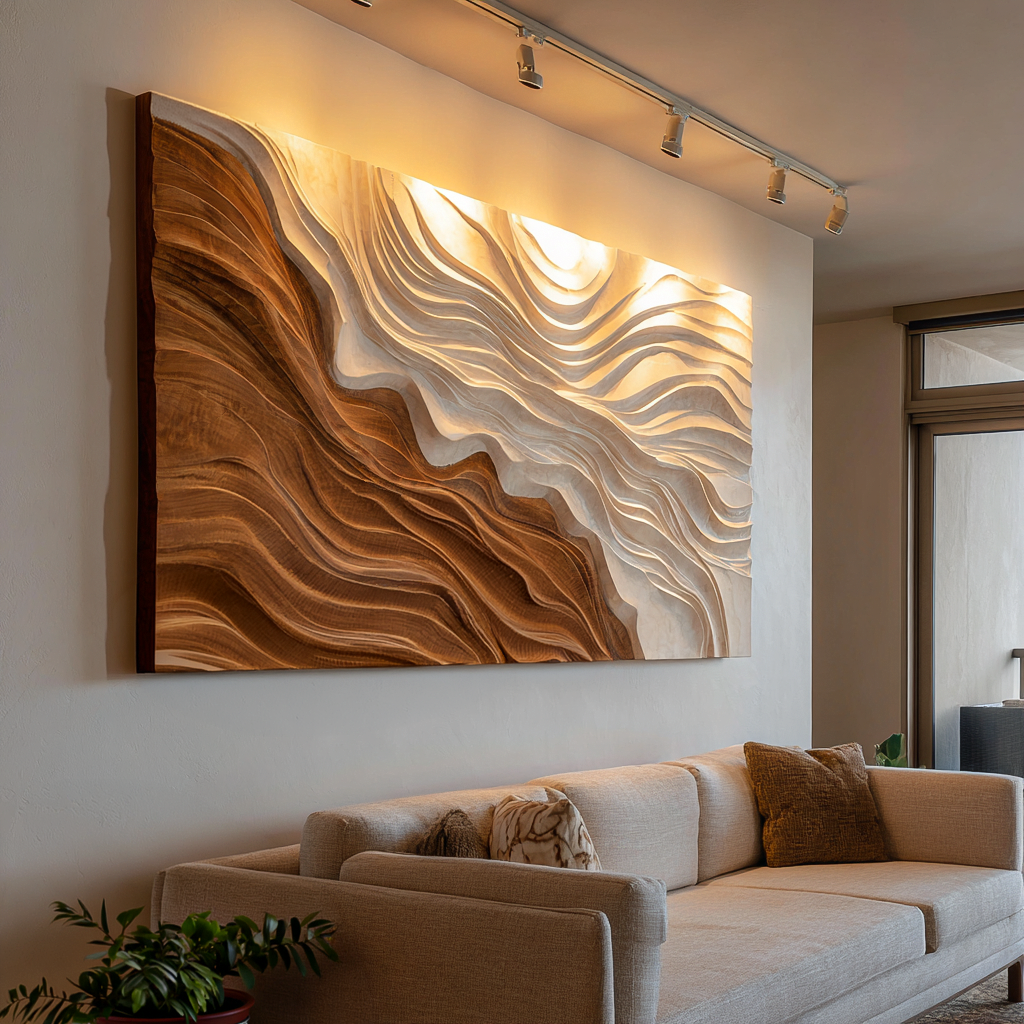 Modern Wooden Wave Wall Art For Bedroom