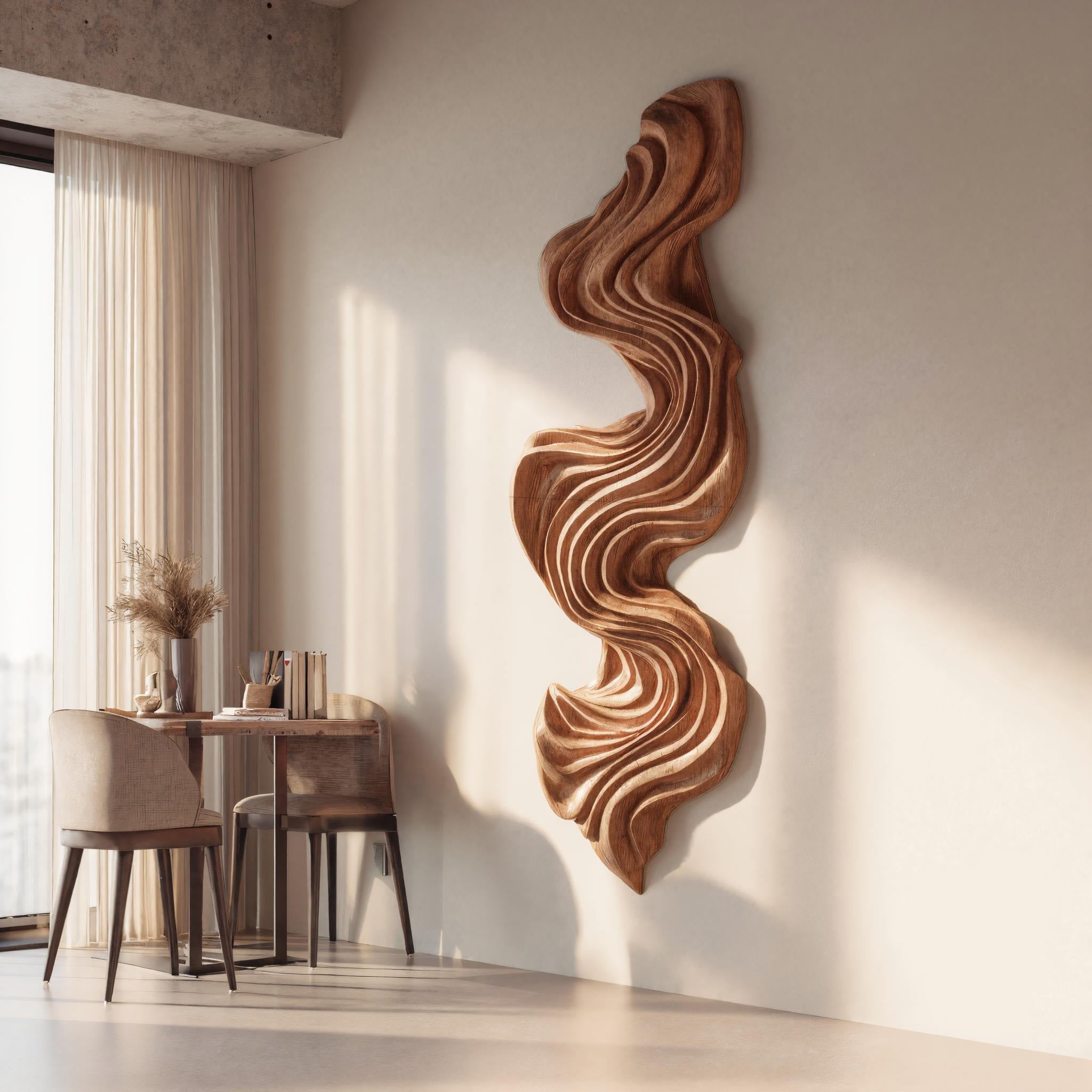 ウッドウォールアート(930×480・1) Artisan Vertical Wave Wall Sculpture For Home – ET Woodcrafts