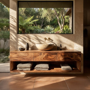 Contemporary Wooden Floating Bathroom Vanity With 3 Drawers For Bathroom