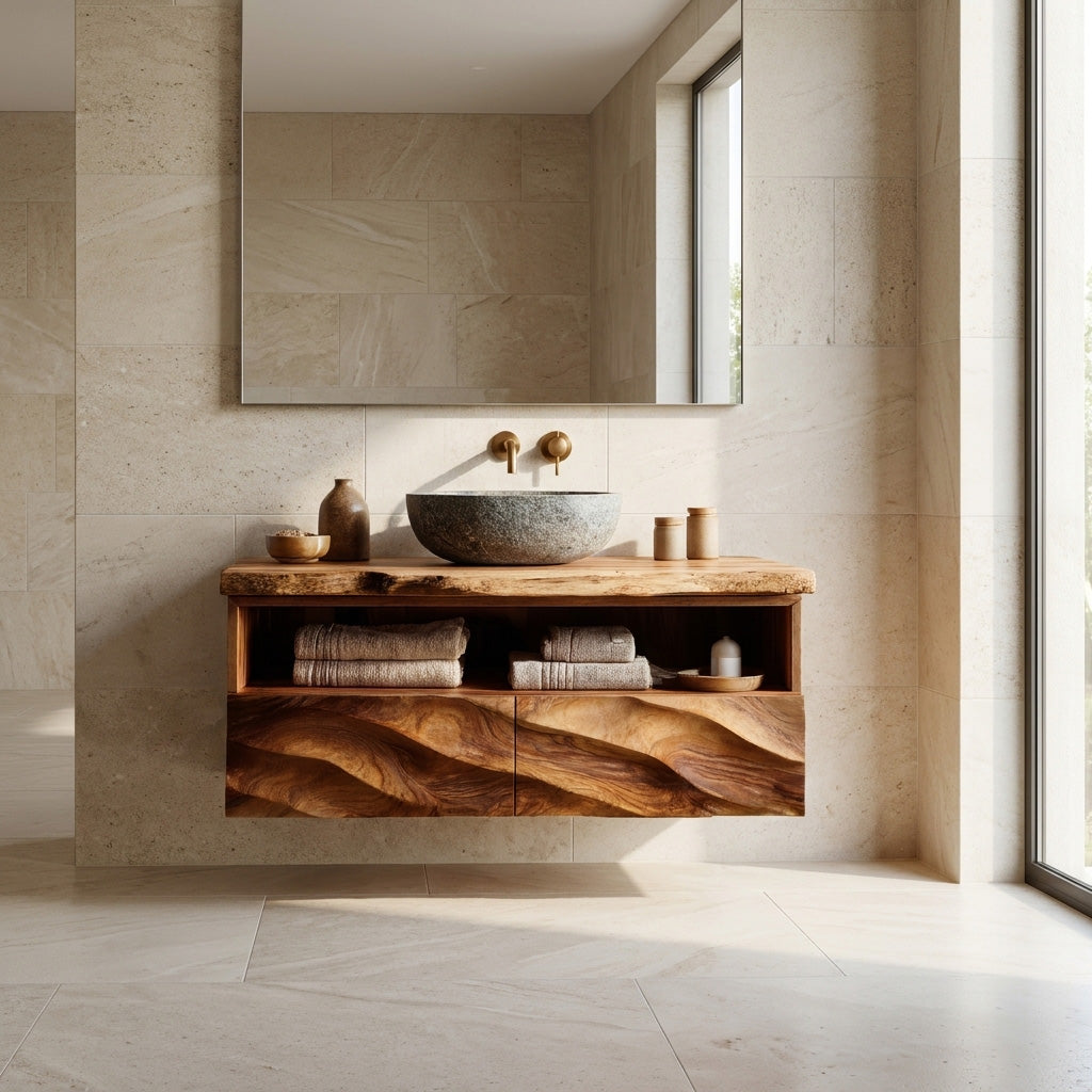 Minimalist Floating Wooden Bathroom Vanity For Bathroom