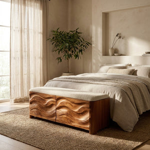 Contemporary Wooden Storage Bench For Bedroom Space