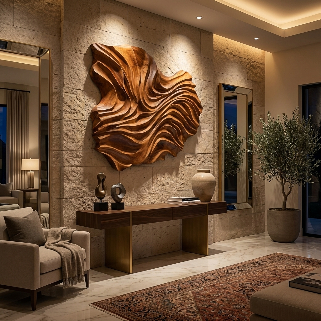 Handcrafted Wooden Wave Wall Art For Contemporary Bedroom Wall