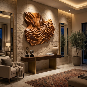 Handcrafted Wooden Wave Wall Art For Contemporary Bedroom Wall