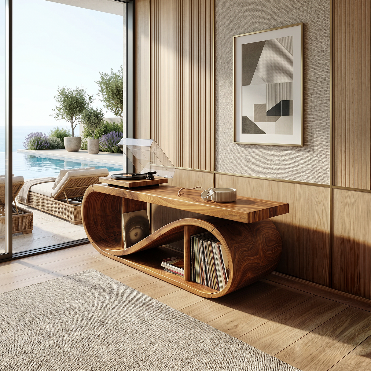Coastal Wave Record Storage Cabinet Beach Residence