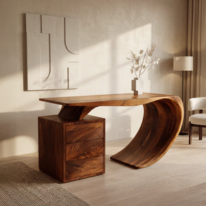 Modern Farmhouse Wood Desk For Home Office Corner