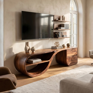 Contemporary Rounded TV Cabinet For Family Room