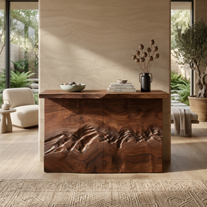 Minimalist Textured Edge Console Table For Studio Interior Design